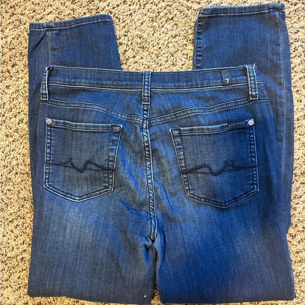 7 For All Mankind Dark Blue Straight Leg Jeans